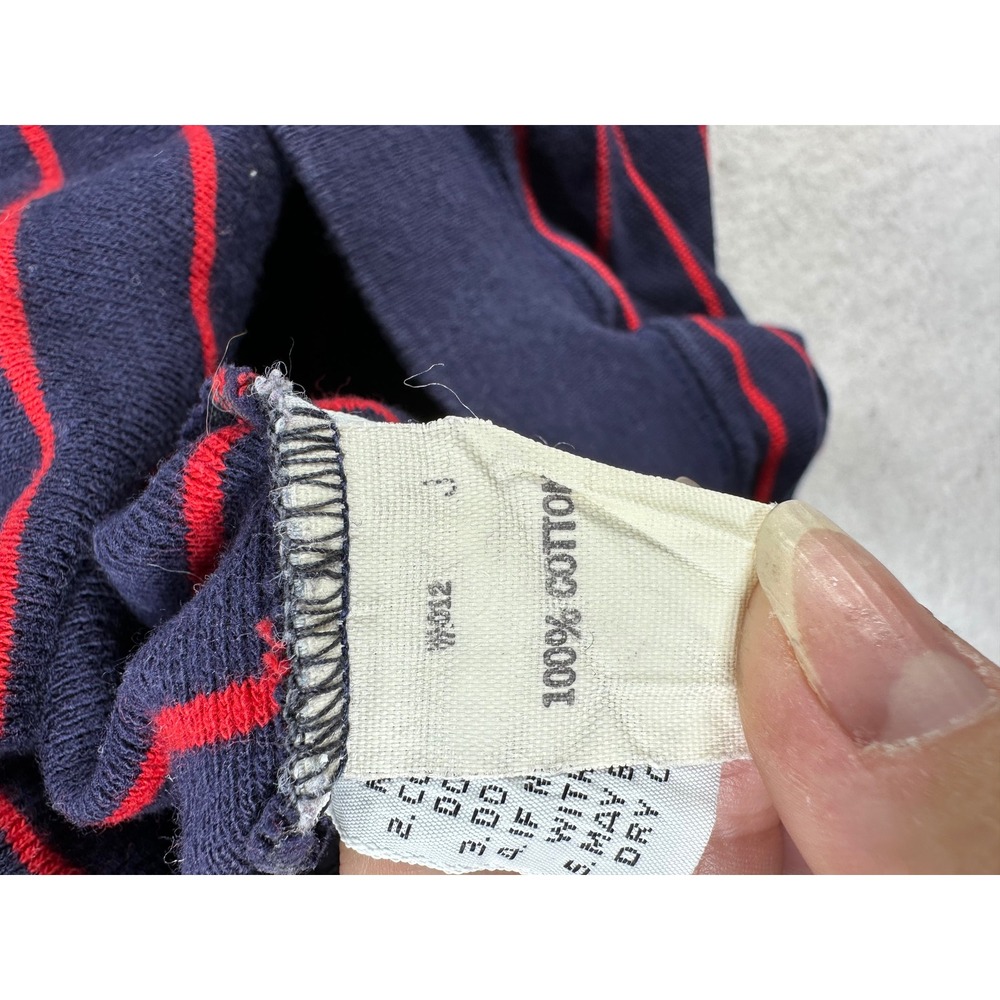 Vintage Izod Lacoste Mens Large Striped Crewneck Sweatshirt Navy Blue Red Cotton - Picture 6 of 7